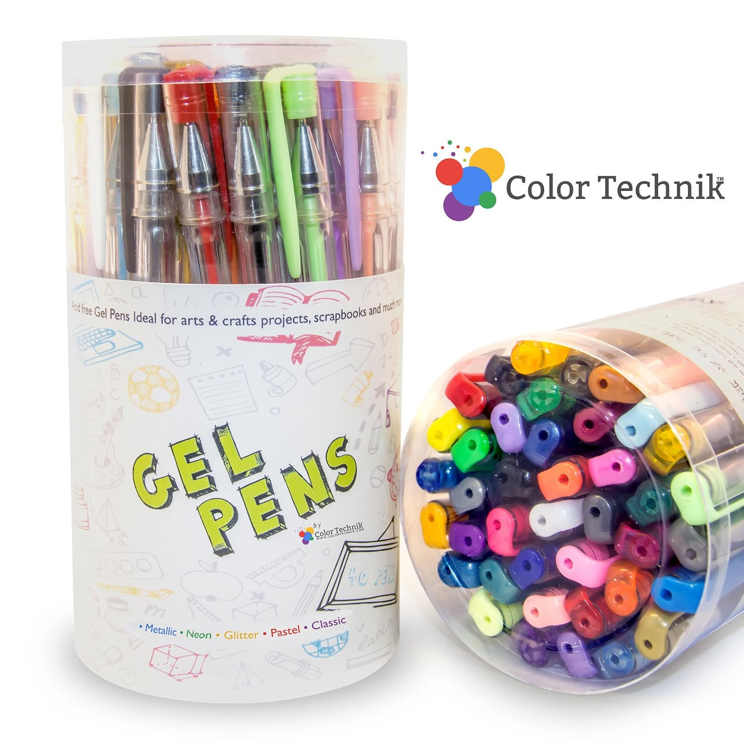 52 Coloring Gel Pens Adult Coloring Books, Drawing, Bible Study, Planner,  Scrapbooking Gel Pens Neon, Metallic, Glitter Tin Storage Case 