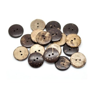 50 Coconut Shell Wood Buttons, Large Wooden Buttons; 20mm, 3/4&quot;