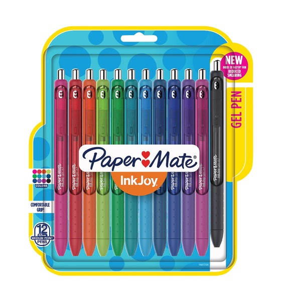  Paper Mate InkJoy Gel Retractable Gel InkPen, 0.5mm, Fine  Point, Bright Blue, 1 Count (Pack of 12) : Office Products
