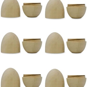 2.75 Blank Hollow Wooden Egg Dolls, Set of 6 Fillable Unpainted Blank Wooden Easter Egg Blank Hollow Matryoshka Wooden Eggs image 2