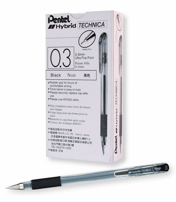 12 Black Pentel Hybrid Technica Gel Pens, 0.3 Mm Tungsten Tip Adult  Coloring Books, Bible Journaling, Planner, Kawaii Cute Pens 