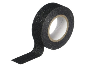 Decorative Paper Tape "Black Glitter", 0.59" (15mm) x 5.4 Yards (5 Meters) Decorations, Gift Wrapping Scrapbooking Card Making