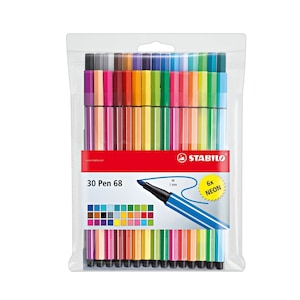 30 Stabilo &quot;Never Bleed or Smear&quot; Calligraphy Fine Tip Markers, Pens; 1.0mm Tip Point; Stabilo 30 Color Adult Coloring Books Pens Artist Set