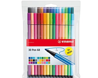 30 pennarelli a punta fine Stabilo "Never Bleed or Smear" per calligrafia, penne; punta da 1,0 mm; set di penne per artisti Stabilo da 30 colori per libri da colorare per adulti