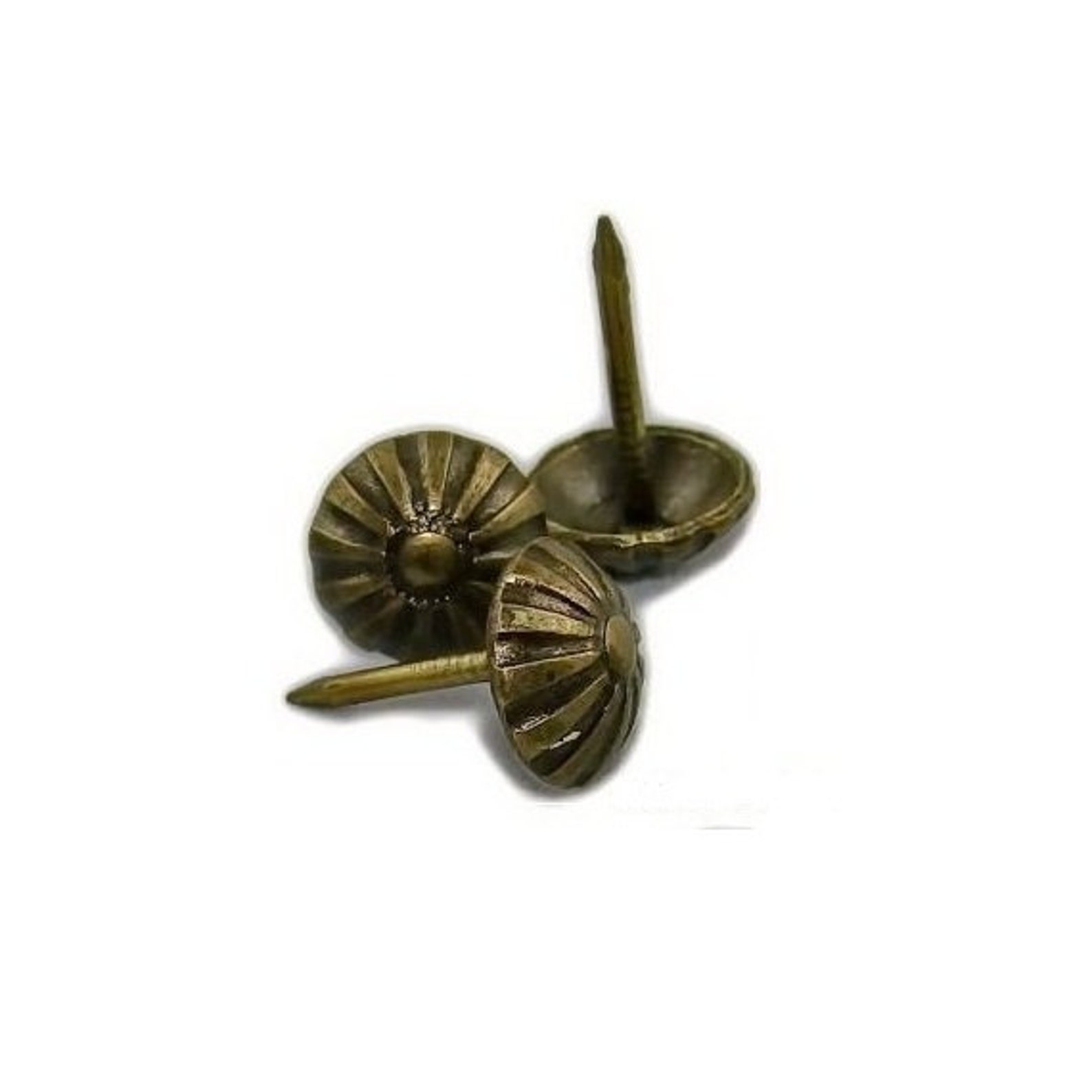 100 Vintage Brass Upholstery Tacks Daisy Upholstery Nails Etsy