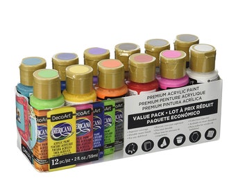 Decoart Crafters Acrylic Paints Neon Coloured Paints Pack of 6 or