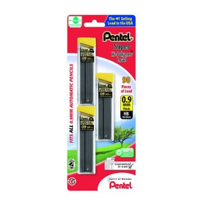 Mechanical Pencil Lead Refills, Automatic Pencil Pencil Lead Refill, Pentel Super Hi-Polymer Lead Refill; 0.9 mm, HB, 90 Pieces