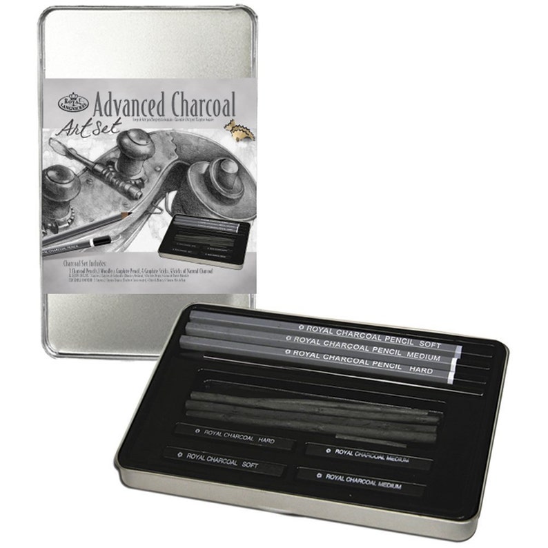 Charcoal Pencil Set Drawing Sketching Small Tin Charcoal Drawing Kit Illustration Royal /& Langnickel Advanced Charcoal Art Set