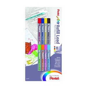 8 Color Refill Lead for Pentel Arts Automatic Color Pencil, Pentel Mechanical Color Drawing Pencil, 8 Colours