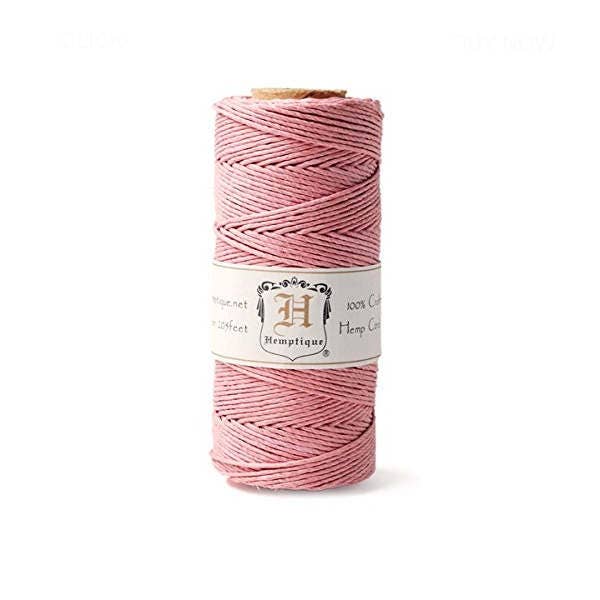 Dusty Pink Hemp Cord, Baker's Twine, Wrapping, Beading, Jewelry Cord, Cordage, 20-Pound, 3 Ply, 205 Feet