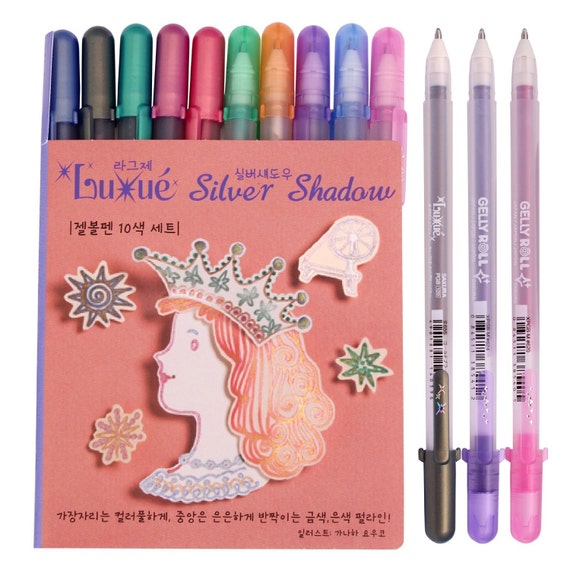 10 Sakura Gelly Roll Pens, Colored, Luxue Silver Shadow 10 Sakura Bold  Point Gel Ink Pen Set Adult Book Coloring, Bible Studies, Planners -   Israel