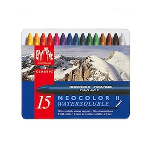 15 kolorów pasteli rozpuszczalnych w wodzie Caran d'Ache Classic Neocolor II; zestaw pasteli akwarelowych Artist Aquarelle w puszkach; na mokro/na sucho; kredki do malowania twarzy