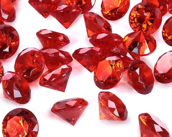 Red Acrylic Diamonds; 3/4", 240pcs, Wedding Decorations, Ornaments, Bling, Vase Fillers, Bridal Shower Party Confetti Decorations