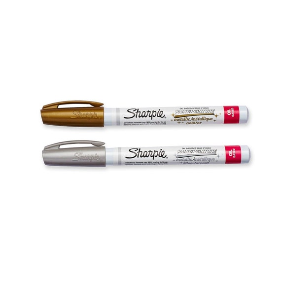 2 Sharpie Paint Markers, Fine Point Oil Based Gold & Silver Metallic  Markers Color Set Drawing, Packing and Shipping, Sharpie Arts Crafts 