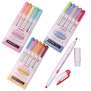 Zebra Mildliner Brush Pens 15 Colors Double Tip, Brush Lettering