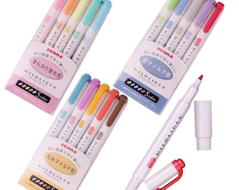 15 Zebra Mildliner Highlighters, Double Sided, Japanese Import; Kawaii Cute Pens; Zebra All Colors Highlighter Mildliner, Marker