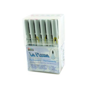 Pro Fine Brush Tip Permanent Markers, Uchida Le Plume, Alcohol Based Markers; Rubber Stamp Manga Anime Scrapbooking; 24 Set, Primary Colors