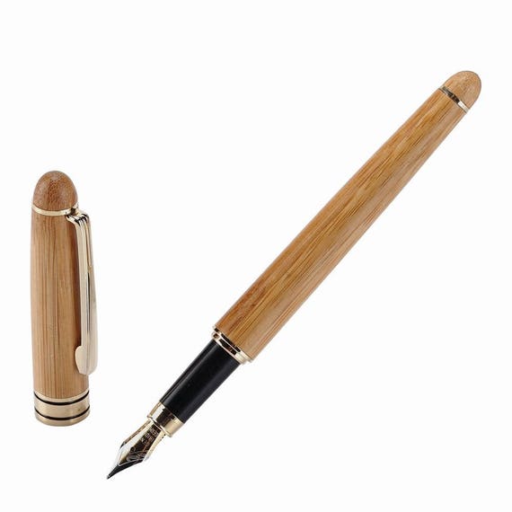 Klassischer glatt schreibender Bambus Fllfederhalter, 18 kgp Gold Medium  Nib Fllfederhalter, ausgezeichneter Tintenstift fr Kalligraphie,  Zeichnung, Farbgebung - Etsy sterreich