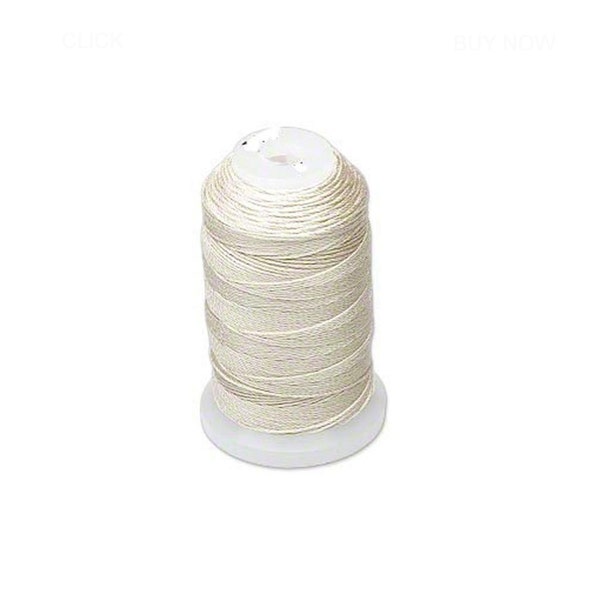 Ecru White Natural Pure Silk Beading Cord, Thread, Size E, 0.0128 Inch 0.325mm, 200 meters Spool; Pearl Necklace, Bracelet Cording, Thread