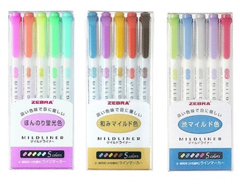 15 Zebra Mildliner Highlighters, Japanese Import; Kawaii Cute Pens; Zebra All Colors Highlighter Mildliner, Marker