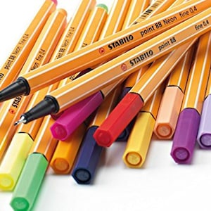 Stabilo Point 88 Colour Fineliner Marker Pen 0.4 mm Needle Tip (20 Color,  Per Pcs)