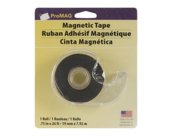 Thin Magnetic Tape with Dispenser, 3/4" (19mm) x 26 Feet (7.92 Meters), Flexible Rubber Magnet Adhesive, Scrapbooking, Card Making Embossing