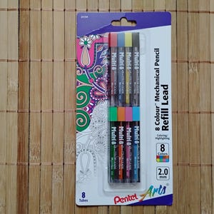Pentel Lead Refills for Automatic Mechanical Pencil, 2mm, 8 Colors, CH2BP8M