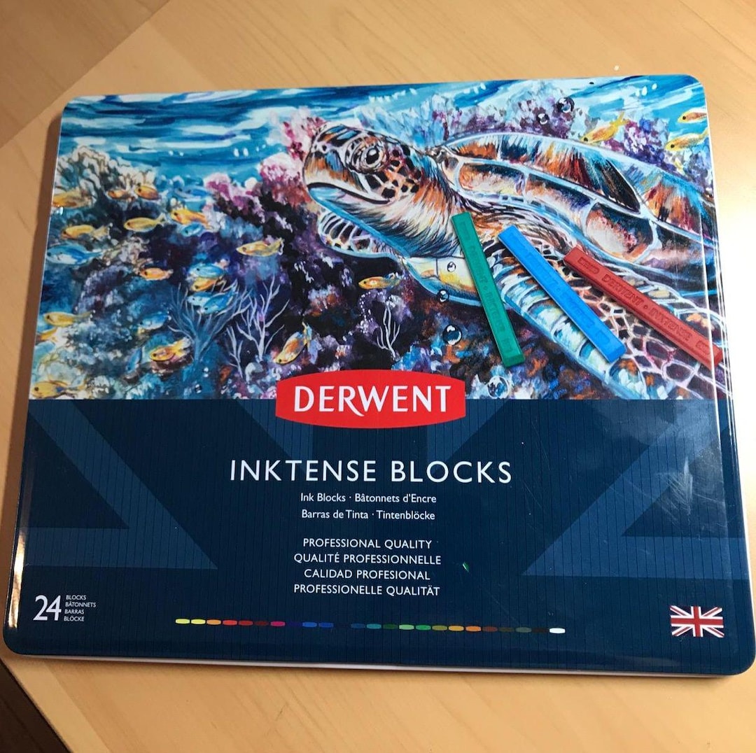 ダーウェント インクテンス ブロック 24色、ソフトな質感、水溶性、8mm