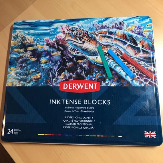 ダーウェント インクテンス ブロック 24色、ソフトな質感、水溶性、8mm