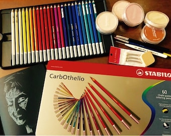 60 Stabilo Chalk Pastel Coloring Pencils; 60 Stabilo Carb-Othello Brilliant Color Pastel Pencils; Drawing, Manga, Artist Set