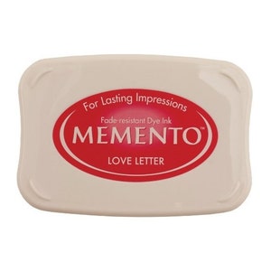 Tampone inchiostro a grandezza naturale Tsukineko Memento, Love Letter Red; Tampone di inchiostro trasparente e per timbratura in gomma, disegno, scrapbooking, illustrazione, creazione di carta