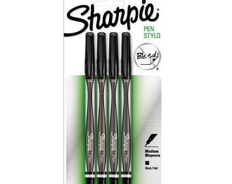 4 Sharpie schwarz Stifte; Schreiben, Kalligraphie Sharpie Stift, mittlerer Punkt Stylo; Zeichnung, Sharpie Stift, Marker; Kunst, Zeichnung