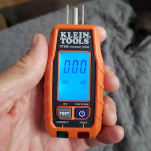 GFCI Outlet Tester with LCD Display, Electric Voltage Tester for Standard 3-Wire 120V Electrical Receptacles, Klein Tools RT250