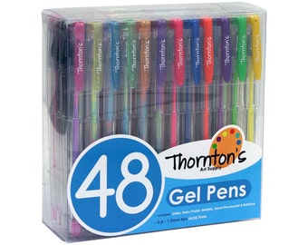 48 bolígrafos de gel para colorear; ideales para libros de colorear para adultos, dibujo, estudio bíblico, planificadores y scrapbooking; neón, espiral, metálico y con purpurina.
