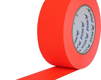 Fluorescent Orange Extra Wide ARTIST TAPE 2 Inch Flatback Printable Paper Board Console Masking Artist Tape, 60 Yards Roll