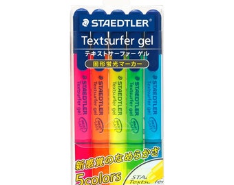 5 Staedtler Textsurfer No Bleed or Smear Bible Safe Solid Gel Highlighters, Bible Journaling Inductive Study, Bible Study Kit, Highlighters