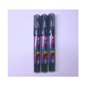 Uni-Posca Japan Paint Marker Pen, Fine Point, Set of 3 Black Markers; Drawing, Painting, Fabric, Surfboard, Anime, Manga