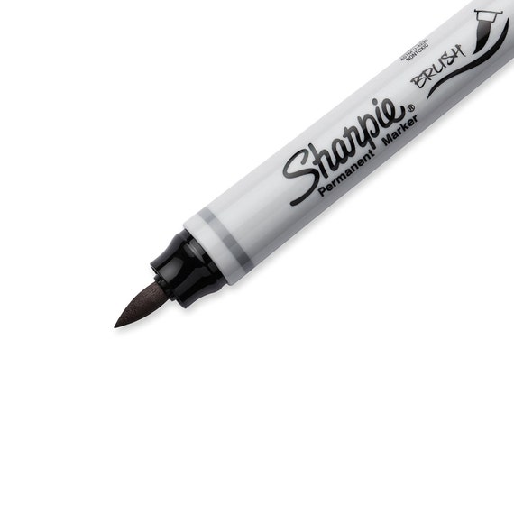 12 Sharpie Brush Tip Markers; Sharpie Permanent Black Markers