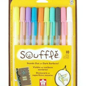 10 Sakura Gelly Roll Pens, Colored, Souffle, 3D Opaque; 10 Sakura Bold Point Gel Ink Pen Set; Adult Book Coloring, Bible Studies, Planners