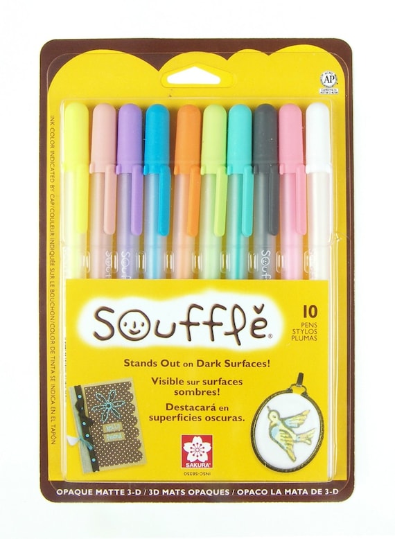 10 Sakura Gelly Roll Pens, Colored, Souffle, 3D Opaque 10 Sakura Bold Point  Gel Ink Pen Set Adult Book Coloring, Bible Studies, Planners 