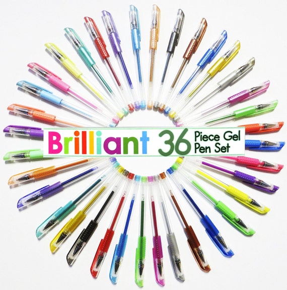 36 Adult Coloring Book Gel Pens Drawing, Bible Study, Planner, Scrapbooking  Gel Pens Classic, Glitter, Neon, Pastel, Standard & Metallic 