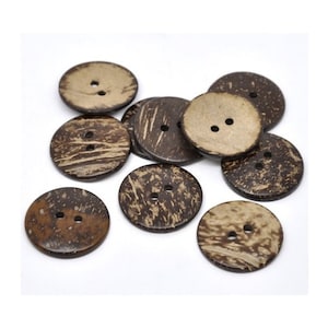 20 Coconut Shell Buttons, Large Wooden Buttons; 1 1/2 Inch