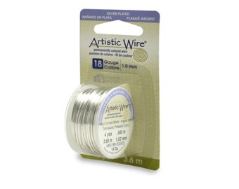 Alambre Artístico de cobre bañado en plata auténtica, calibre 18 (1,0 mm), resistente al deslustre, 4 yardas. Para joyería, envoltura de alambre, cota de malla, cadena de cuentas.