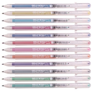12 Sakura Gelly Roll Pens, Colored, Stardust Galaxy; 12 Sakura Bold Point Gel Ink Pen Set; Adult Book Coloring, Bible Studies, Planners
