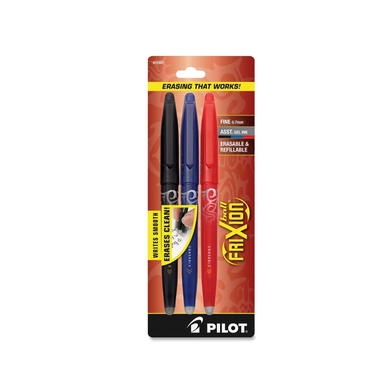 3 stylos à encre Gel effaçable pilote Frixion Ball, bleu, rouge, noir  Pointe fine 0,7 Pilot Stylo Frixion effaçable, marqueur -  France