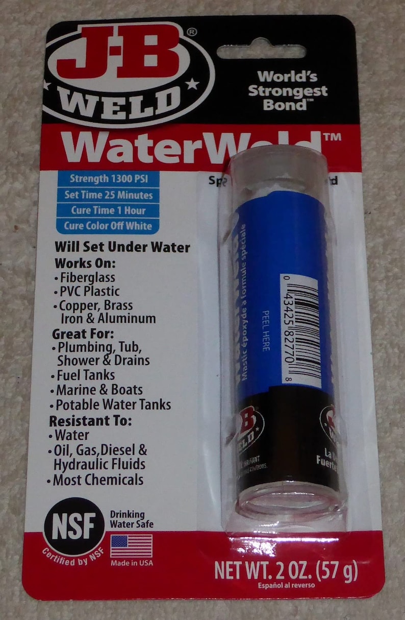 J-B Weld Waterweld Epoxy Putty Stick, off White, 2oz, 57g, 8277, Cure ...