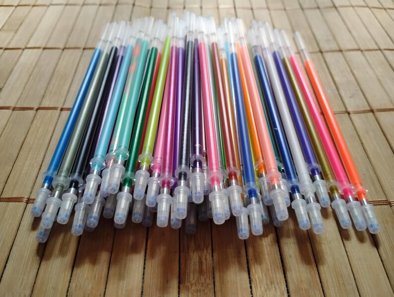 Metallic Ink Refills 60 Gel Ink Refills for Gel Pens; Glitter, Metallic, Neon, Pastel, Swirl ...