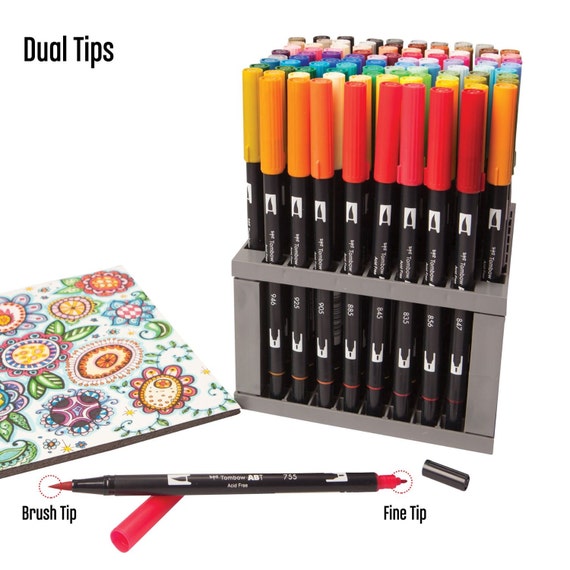 BUKE 3pcs Retro color Brush Marker Pens Set Dual side Fine Liner Water