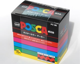 Rotulador de pintura Uni-Posca Japan, punta gruesa, juego de 15 rotuladores de colores; ideal para tela, tabla de surf, anime y manga; envío gratuito.