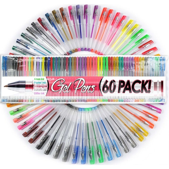 gel pen set 60 count metallic glitter pastel classic drawing art school GIFT